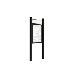 Black double sided external noticeboard