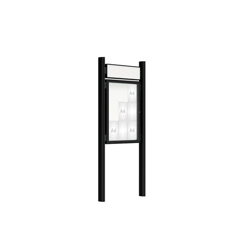 Black double sided external noticeboard