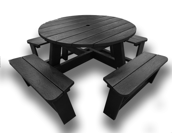 Round black picnic table 8 seater