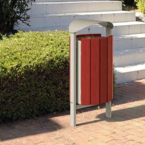 Steel and timber clad litter bin 50 Litre capacity
