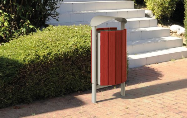 Steel and timber clad litter bin 50 Litre capacity
