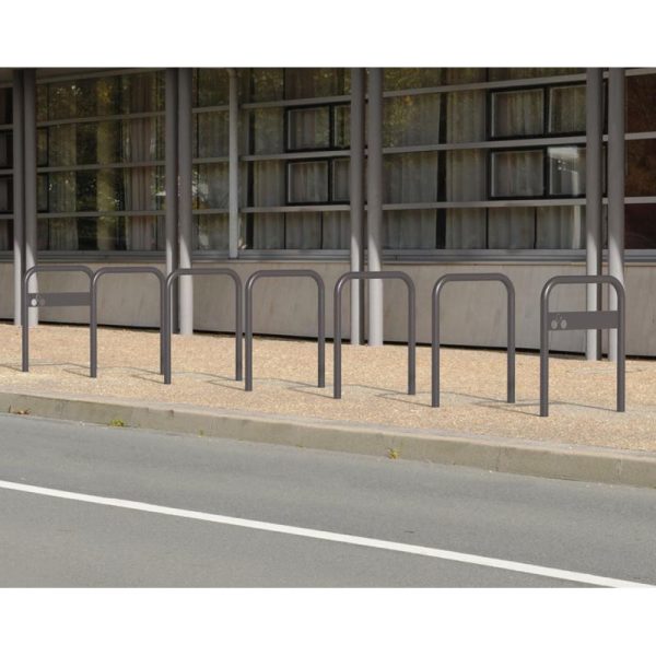 bike stand grey in public community setting
