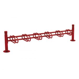 6 space freestanding cycle rack in red