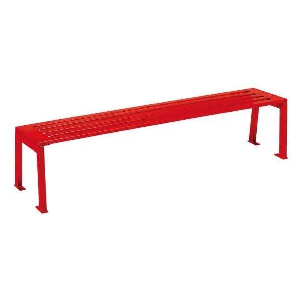 all steel backless bench in red 1800mm