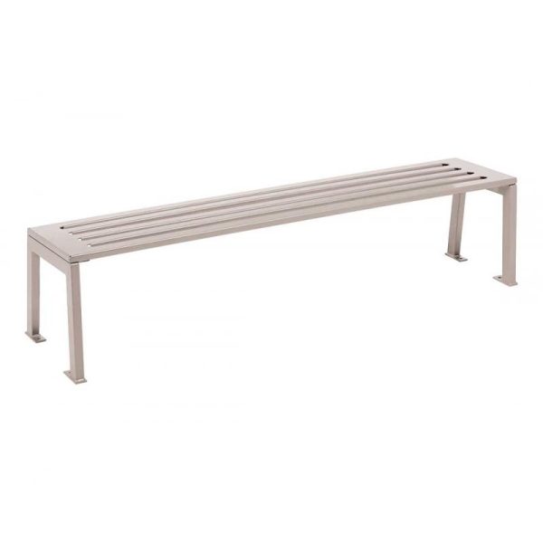 All steel 1800mm backless bench for schools SILVER