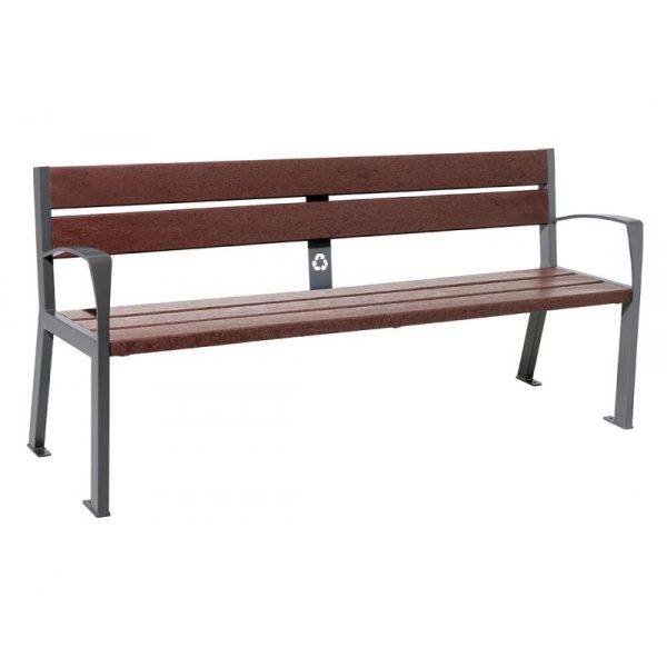 5 slat recycled plastic bench composite bench with armrest and back support in grey