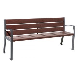 recycled plastic bench seating with armrests and back support