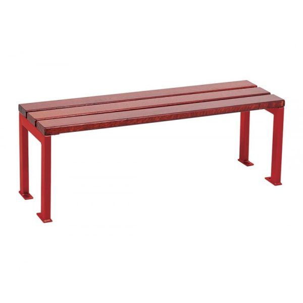Burgundy steel legs for our hardwood and steel benches