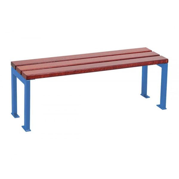 Blue steel legged bench with no back whitehilldirect