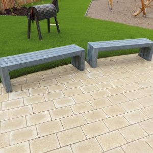 Heskin recycled plastic bench with our back in colour black and brown