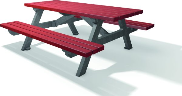 Eco Friendly picnic table and bench set with red finish
