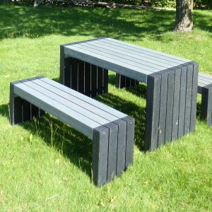 recycled garden furniture in grey and black