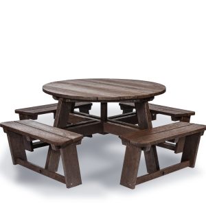 heavy duty round picnic table in recycled plastic