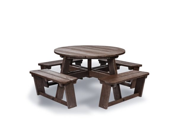 heavy duty round picnic table in recycled plastic