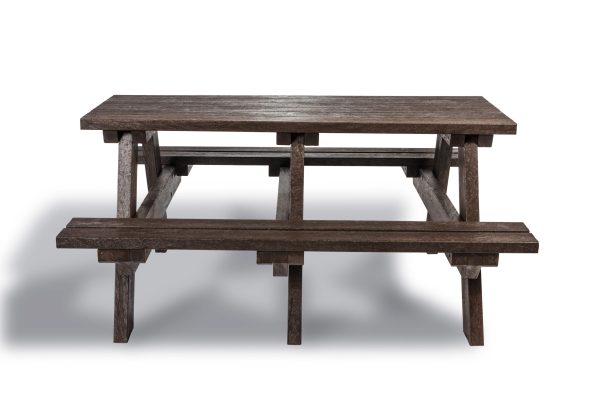 Brown finish recycled plastic adult size picnic table