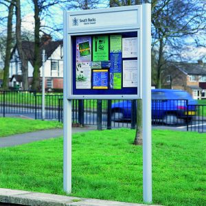 External Noticeboard Post Mounted A1 Display Landscape 95mm profile