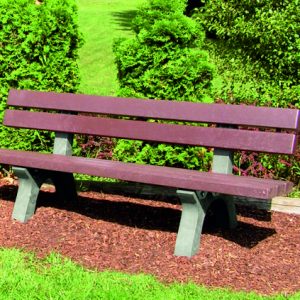Recycled plastic outdoor seat 200cm in brown finish with steel reinforced slats
