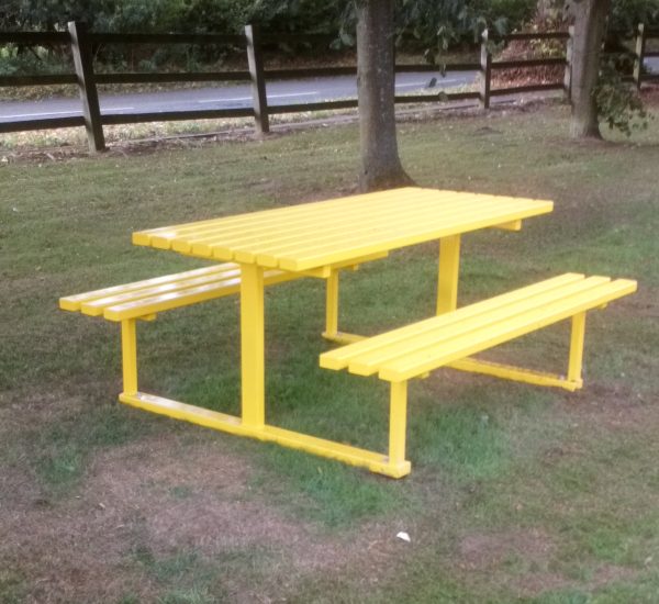 Ease of access picnic table in yellow finish