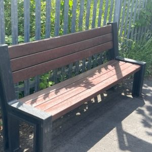 Hyde park recycled plastic bench with back support in upright position