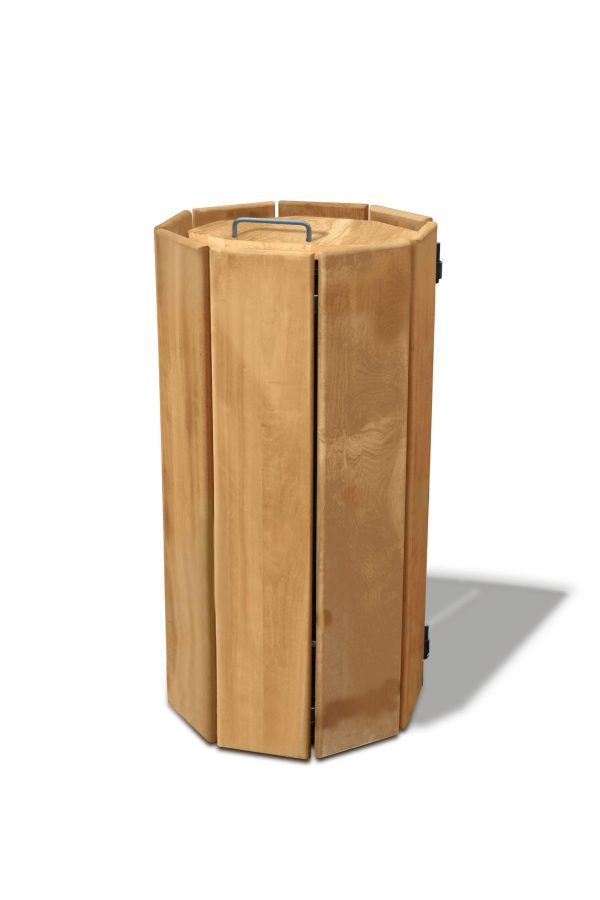 Wooden waste bin octagonal shape with lid 100 litre